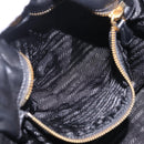 PRADA Side Ribbon Tote Bag Leather Black Gold Auth am12722V-25