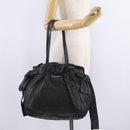 PRADA Side Ribbon Tote Bag Leather Black Gold Auth am12722V-27