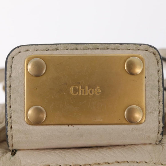 Chloe Paddington Hand Bag Leather Ivory Gold Silver Auth am12724V