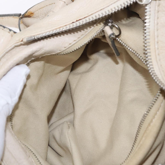 Chloe Paddington Hand Bag Leather Ivory Gold Silver Auth am12724V
