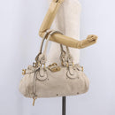 Chloe Paddington Hand Bag Leather Ivory Gold Silver Auth am12724V-32