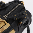 Chloe Paddington Hand Bag Leather Black Gold Silver Auth am12725V-16