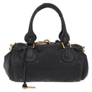 Chloe Paddington Hand Bag Leather Black Gold Silver Auth am12725V-2