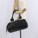 Chloe Paddington Hand Bag Leather Black Gold Silver Auth am12725V-26