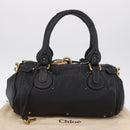 Chloe Paddington Hand Bag Leather Black Gold Silver Auth am12725V-27