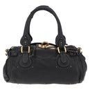 Chloe Paddington Hand Bag Leather Black Gold Silver Auth am12725V-3