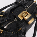 Chloe Paddington Hand Bag Leather Black Gold Silver Auth am12725V-6