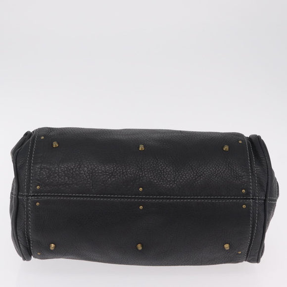 Chloe Paddington Hand Bag Leather Black Gold Silver Auth am12725V