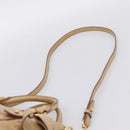 Miu Miu Side Ribbon Hand Bag Leather 2way Beige Gold Auth am12726V-15