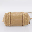 Miu Miu Side Ribbon Hand Bag Leather 2way Beige Gold Auth am12726V-5