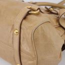 Miu Miu Side Ribbon Hand Bag Leather 2way Beige Gold Auth am12726V-16