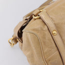 Miu Miu Side Ribbon Hand Bag Leather 2way Beige Gold Auth am12726V-17