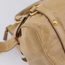 Miu Miu Side Ribbon Hand Bag Leather 2way Beige Gold Auth am12726V-19