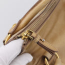 Miu Miu Side Ribbon Hand Bag Leather 2way Beige Gold Auth am12726V-20