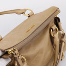 Miu Miu Side Ribbon Hand Bag Leather 2way Beige Gold Auth am12726V-6