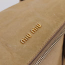 Miu Miu Side Ribbon Hand Bag Leather 2way Beige Gold Auth am12726V-7