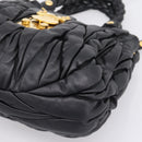 Miu Miu Matelasse Ready lock Hand Bag Leather Black Gold RN0473 Auth am12728M-16
