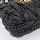 Miu Miu Matelasse Ready lock Hand Bag Leather Black Gold RN0473 Auth am12728M-17