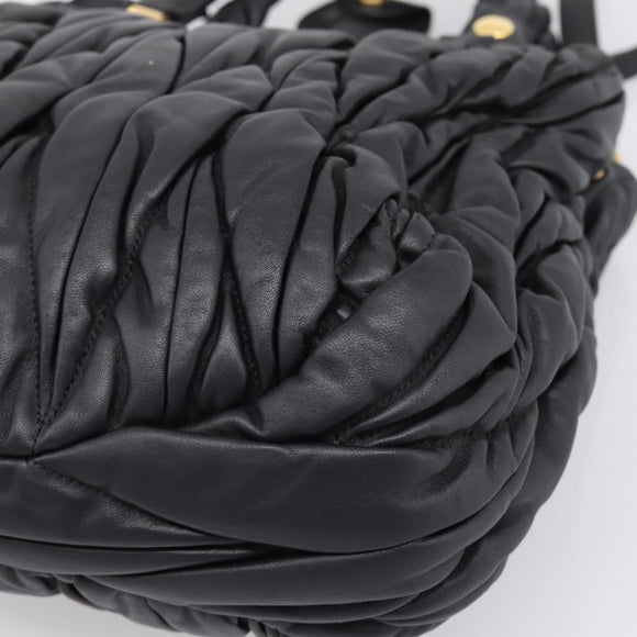 Miu Miu Matelasse Ready lock Hand Bag Leather Black Gold RN0473 Auth am12728M