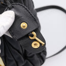 Miu Miu Matelasse Ready lock Hand Bag Leather Black Gold RN0473 Auth am12728M-9