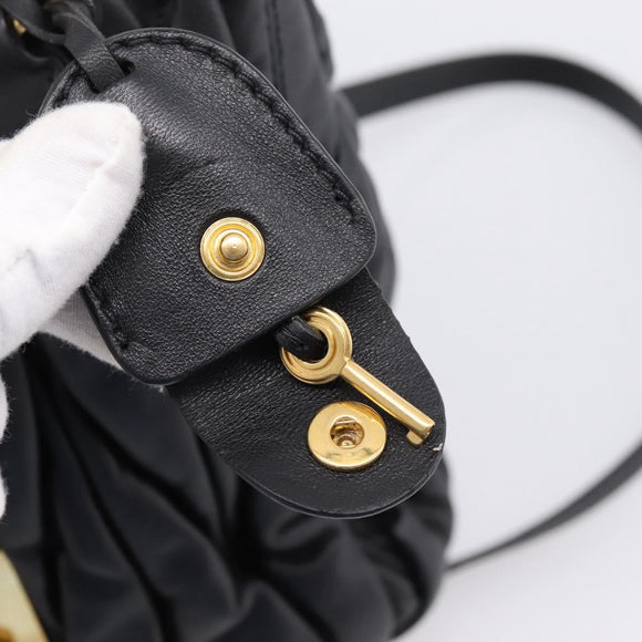 Miu Miu Matelasse Ready lock Hand Bag Leather Black Gold RN0473 Auth am12728M