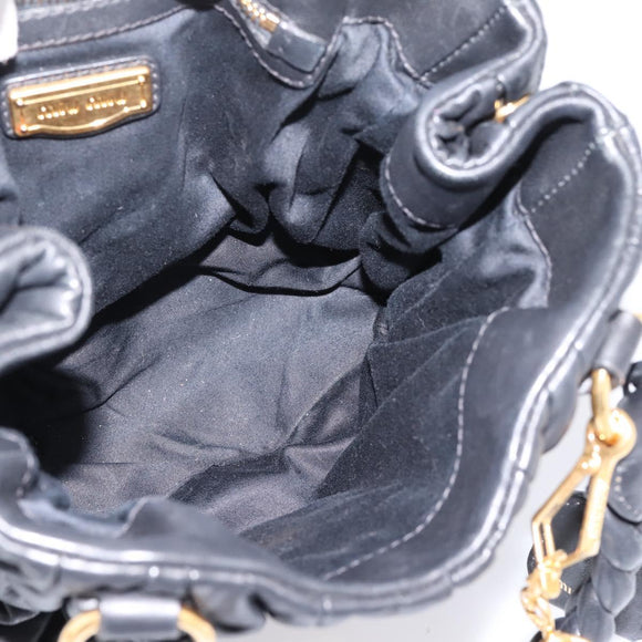 Miu Miu Matelasse Ready lock Hand Bag Leather Black Gold RN0473 Auth am12728M