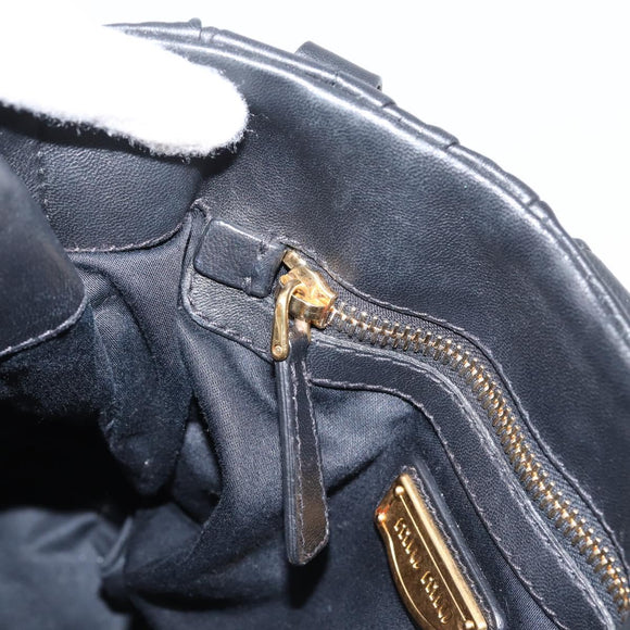 Miu Miu Matelasse Ready lock Hand Bag Leather Black Gold RN0473 Auth am12728M