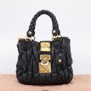 Miu Miu Matelasse Ready lock Hand Bag Leather Black Gold RN0473 Auth am12728M-12