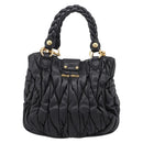 Miu Miu Matelasse Ready lock Hand Bag Leather Black Gold RN0473 Auth am12728M-2