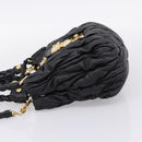 Miu Miu Matelasse Ready lock Hand Bag Leather Black Gold RN0473 Auth am12728M-3
