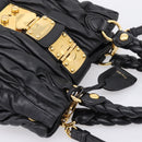 Miu Miu Matelasse Ready lock Hand Bag Leather Black Gold RN0473 Auth am12728M-6