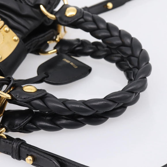 Miu Miu Matelasse Ready lock Hand Bag Leather Black Gold RN0473 Auth am12728M