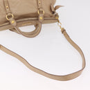 Miu Miu Side Ribbon Hand Bag Leather 2way Beige Gold Auth am12729V-9