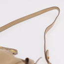 Miu Miu Side Ribbon Hand Bag Leather 2way Beige Gold Auth am12729V-15