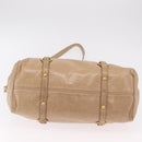 Miu Miu Side Ribbon Hand Bag Leather 2way Beige Gold Auth am12729V-6