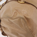 Miu Miu Side Ribbon Hand Bag Leather 2way Beige Gold Auth am12729V-10