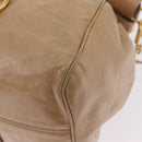Miu Miu Side Ribbon Hand Bag Leather 2way Beige Gold Auth am12729V-19