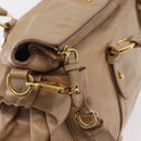 Miu Miu Side Ribbon Hand Bag Leather 2way Beige Gold Auth am12729V-20