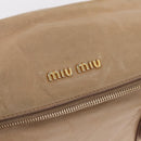 Miu Miu Side Ribbon Hand Bag Leather 2way Beige Gold Auth am12729V-21