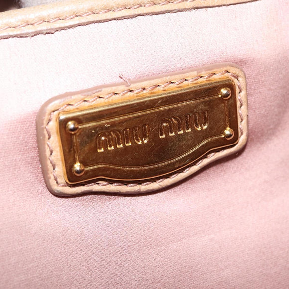 Miu Miu Side Ribbon Hand Bag Leather 2way Beige Gold Auth am12729V