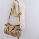Miu Miu Side Ribbon Hand Bag Leather 2way Beige Gold Auth am12729V-27