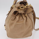 Miu Miu Side Ribbon Hand Bag Leather 2way Beige Gold Auth am12729V-5