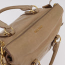 Miu Miu Side Ribbon Hand Bag Leather 2way Beige Gold Auth am12729V-7
