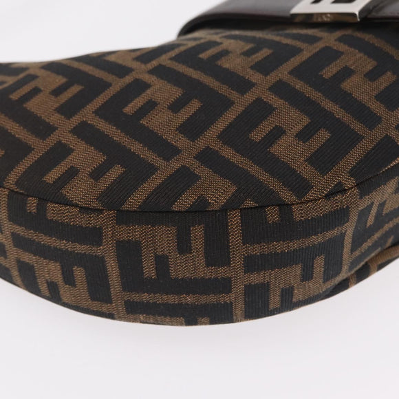 FENDI Zucca Canvas Mamma Baguette Shoulder Bag Brown Black Auth am12730M