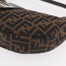 FENDI Zucca Canvas Mamma Baguette Shoulder Bag Brown Black Auth am12730M-16