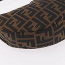 FENDI Zucca Canvas Mamma Baguette Shoulder Bag Brown Black Auth am12730M-17