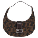 FENDI Zucca Canvas Mamma Baguette Shoulder Bag Brown Black Auth am12730M-13