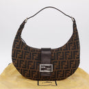 FENDI Zucca Canvas Mamma Baguette Shoulder Bag Brown Black Auth am12730M-12