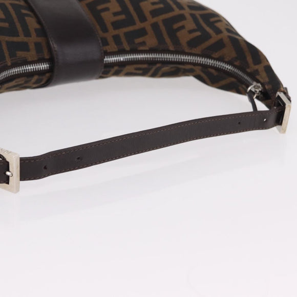 FENDI Zucca Canvas Mamma Baguette Shoulder Bag Brown Black Auth am12730M