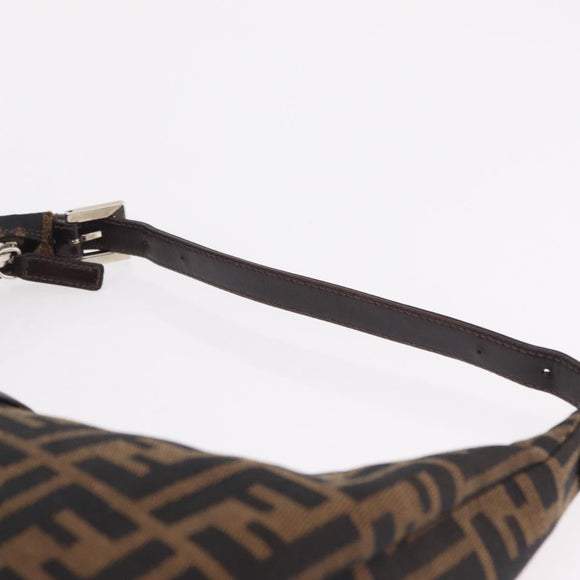 FENDI Zucca Canvas Mamma Baguette Shoulder Bag Brown Black Auth am12730M